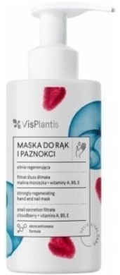 VIS PLANTIS Silnie regenerująca maska do rąk i paznokci Filtrat śluzu ślimaka malina moroszka witaminy A B5 E 135ml