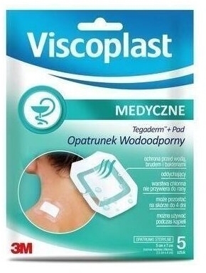 VISCOPLAST TEGADERM + PAD Opatrunek Wodoodporny 5 cm x 7 cm 5 sztuk