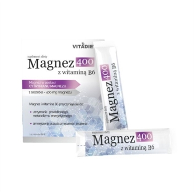 VITADIET Magnez 400 z witaminą B6 14 saszetek