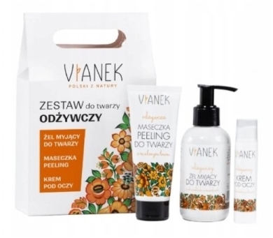 Vianek Zestaw Odżywczy żel do twarzy 150ml + Krem pod oczy 15ml + Maseczka-peeling 40g