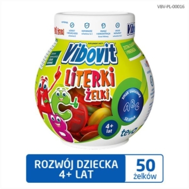 Vibovit Literki Żelki z witaminami o smaku owocowym 50 sztuk