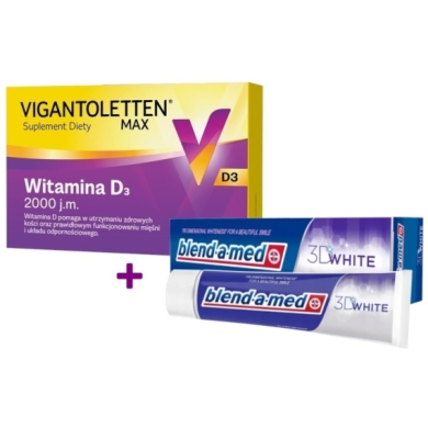 Vigantoletten Max 2000 j.m. Witamina D3 120 kapsułek + Blend-A-Med pasta do zębów 1 sztuka