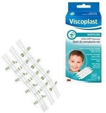Viscoplast Steri Strip Paski do zamykania ran białe 8 sztuk