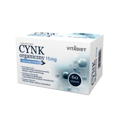 Vitadiet Cynk organiczny 15 mg 60 tabletek
