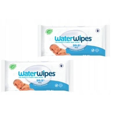 WaterWipes Chusteczki nawilżane 99,9% wody i kropla ekstraktu owocowego 60szt Wielopak x2