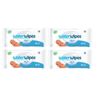 WaterWipes Chusteczki nawilżane 99,9% wody i kropla ekstraktu owocowego 60szt Wielopak x4