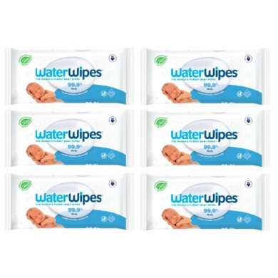 WaterWipes Chusteczki nawilżane 99,9% wody i kropla ekstraktu owocowego 60szt Wielopak x6