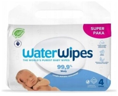 WaterWipes chusteczki nawilżane 99,9% wody i kropla ekstraktu owocowego 4x60szt.