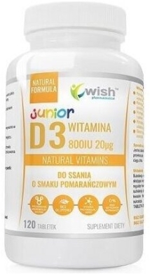 Wish Witamina D3 JUNIOR 800IU 120 tabletek do ssania
