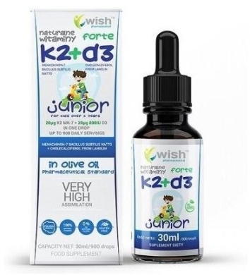Wish naturalna Witamina K2+D3 JUNIOR krople 30 ml 