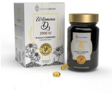 Witamina D3 2000 IU w oleju z czarnuszki 60 kapsułek