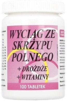Wyciąg ze Skrzypu Polnego + drożdże + witaminy 100 tabletek