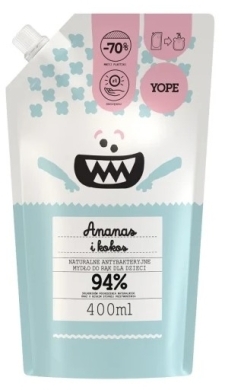 YOPE Refill antybakteryjne mydło do rąk dla dzieci ananas kokos 400 ml