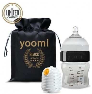 Yoomi Black butelka ze smoczkiem 140 ml + podgrzewacz