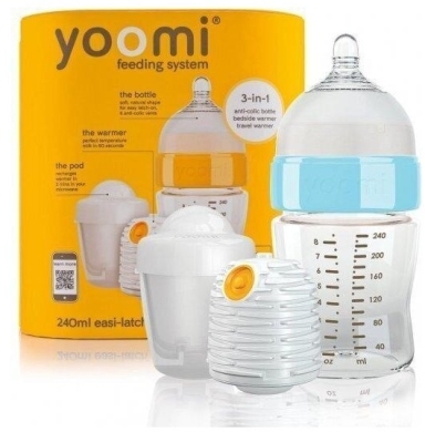 Yoomi Blue butelka ze smoczkiem 240 ml + podgrzewacz + kapsuła