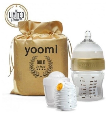 Yoomi Gold butelka ze smoczkiem 140 ml + podgrzewacz + kapsuła