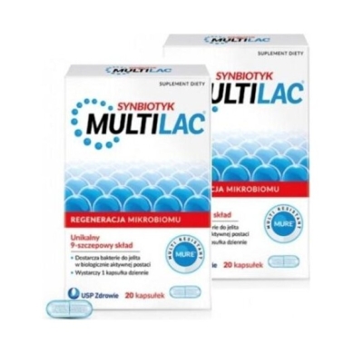 ZESTAW Multilac Synbiotyk (Probiotyk + Prebiotyk) 2 x 20 kapsułek