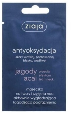 ZIAJA JAGODY ACAI Maska na noc wygładzająca na twarz i szyję 7 ml