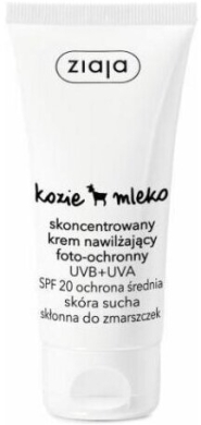 ZIAJA KOZIE MLEKO Skoncentrowany krem SPF20 do twarzy, szyi i dekoltu 50 ml