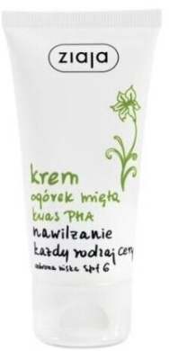 ZIAJA Ogórek Mięta Krem nawilżający z kwasem PHA 50 ml 