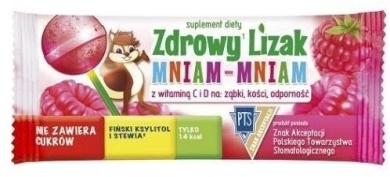 Zdrowy Lizak MNIAM-MNIAM smak malinowy 40 sztuk*
