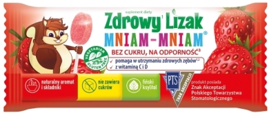 Zdrowy Lizak Mniam-Mniam Smak Truskawkowy 40 sztuk