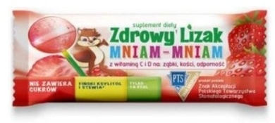 Zdrowy Lizak Mniam-Mniam o smaku truskawkowym 1 szt