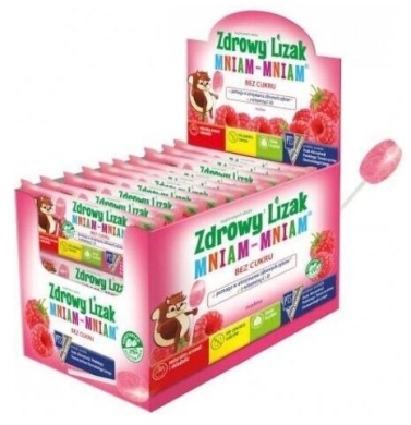 Zdrowy Lizak Mniam-Mniam smak malinowy 40 sztuk