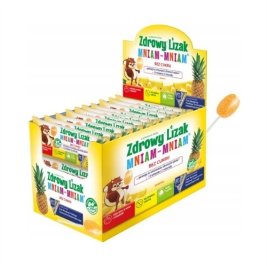 Zdrowy lizak Mniam-Mniam 12 witamin i 2 minuty na koncentrację ananas 40 sztuk