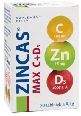Zincas Max C+D3 50 tabletek
