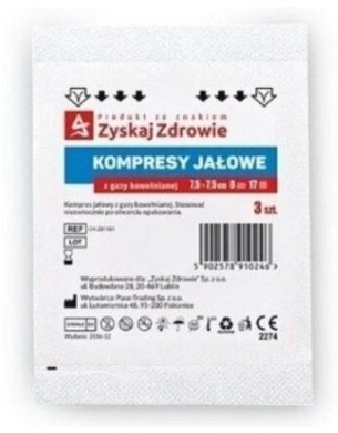 Zyskaj Zdrowie Kompresy gazowe, jałowe 17 nitkowe 7,5x7,5cm