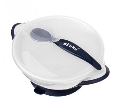 AKUKU Miseczka na przyssawce White/Navy Blue 1 sztuka