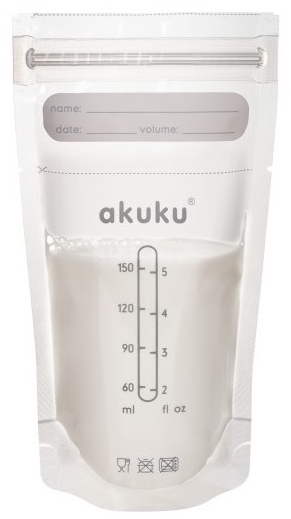 AKUKU Sterylne Woreczki do przechowywania pokarmu 150 ml 30 sztuk