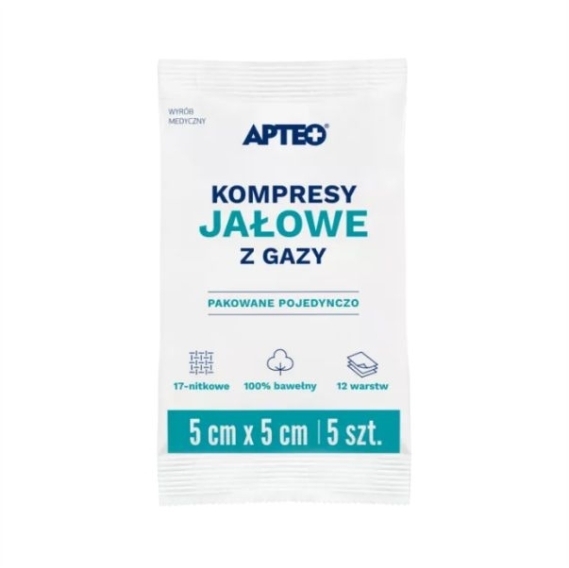 APTEO CARE Kompresy gazowe jałowe 5x5cm 5 sztuk
