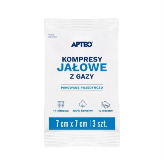 APTEO CARE Kompresy gazowe jałowe 7x7cm 3 sztuki