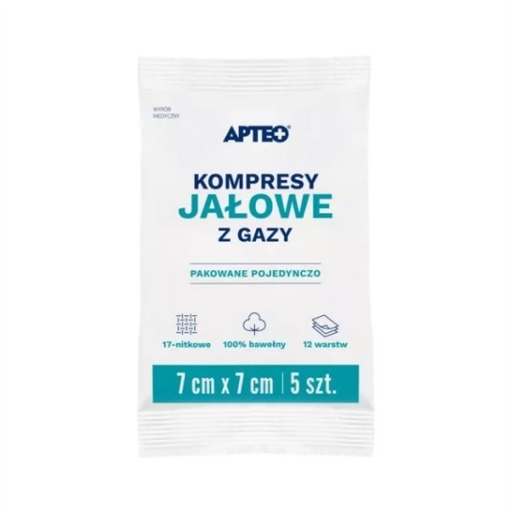 APTEO CARE Kompresy gazowe jałowe 7x7cm 5 sztuk