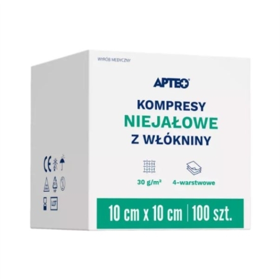 APTEO CARE Kompresy niejałowe z włókniny 10x10cm 100 sztuk