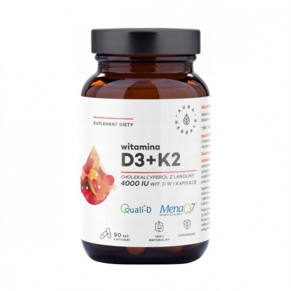 AURA Witamina D3 4000 IU + K2 90 kapsułek