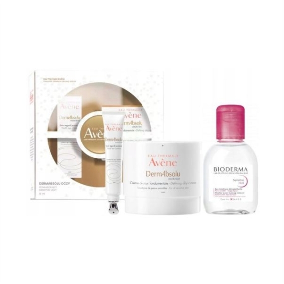 AVENE Zestaw DermAbsolu Krem na dzień 40 ml + krem pod oczy 15 ml + Bioderma Sensibio H20 100 ml