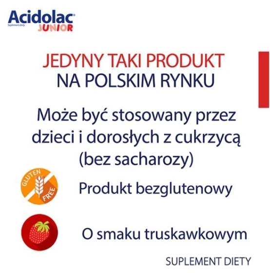 Acidolac Junior o smaku truskawkowym 20 tabletek