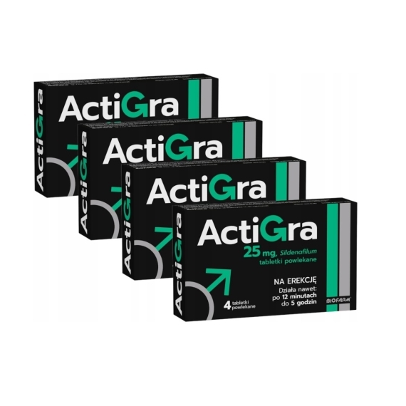 Actigra 25mg 4 tabletki powlekane Wielopak x4