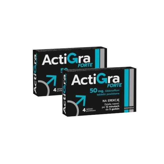 Actigra Forte 0,05g 4 tabletki powlekane Wielopak x2