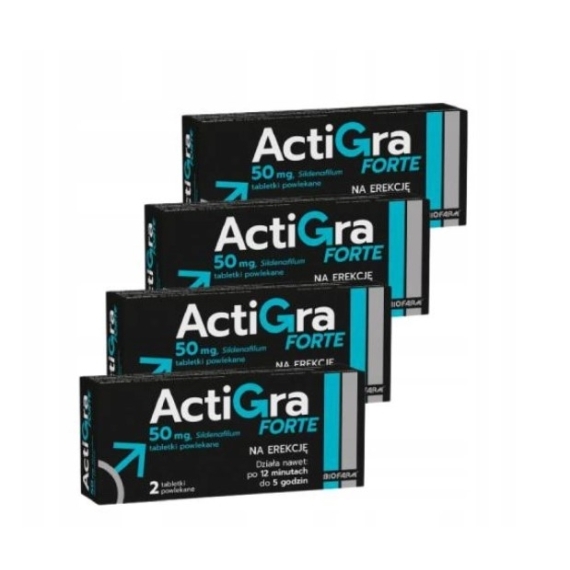 Actigra Forte 50 mg 2 tabletki powlekane Zestaw: 4 x 2 tabletki