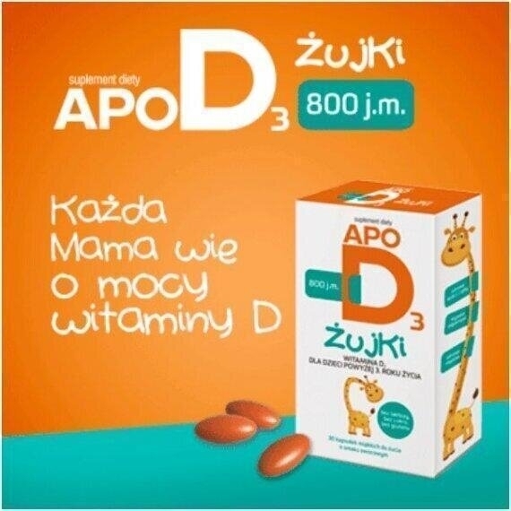 ApoD3 Żujki 800 j.m. Smak Owocowy 30 kapsułek