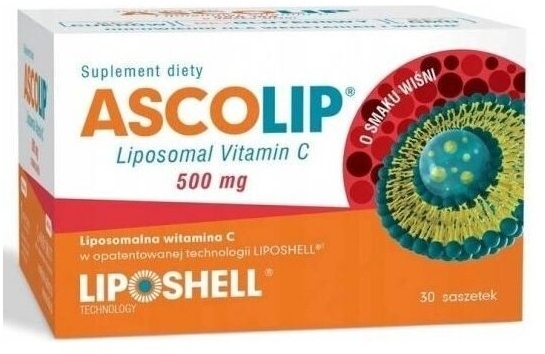 Ascolip Liposomal Witamina C 500 o Smaku Wiśniowym 30 saszetek