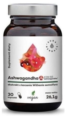 Aura Herbals Ashwaganda KSM-66 500 mg 30 kapsułek
