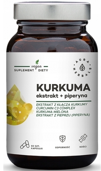 Aura Herbals Kurkuma ekstrakt + piperyna 60 kapsułek