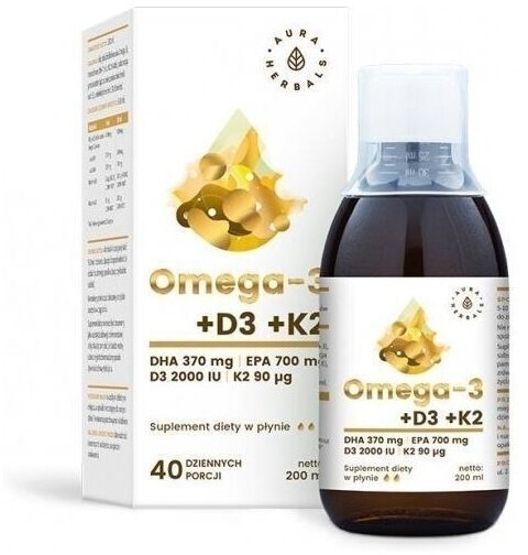 Aura Herbals Omega-3 + D3 (2000 IU)+ K2MK7 200 ml
