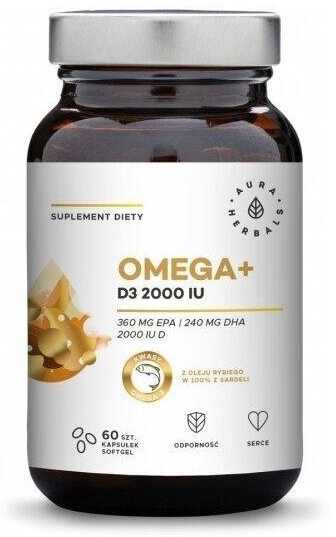 Aura Herbals Omega+ Witamina D3 2000 IU 60 kapsułek