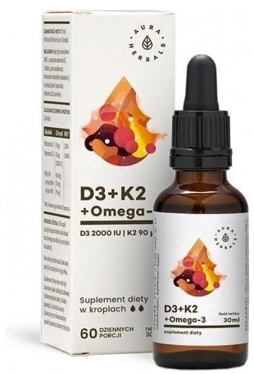 Aura Herbals Witamina D3 + K2mk7 + Omega-3 Krople 30ml